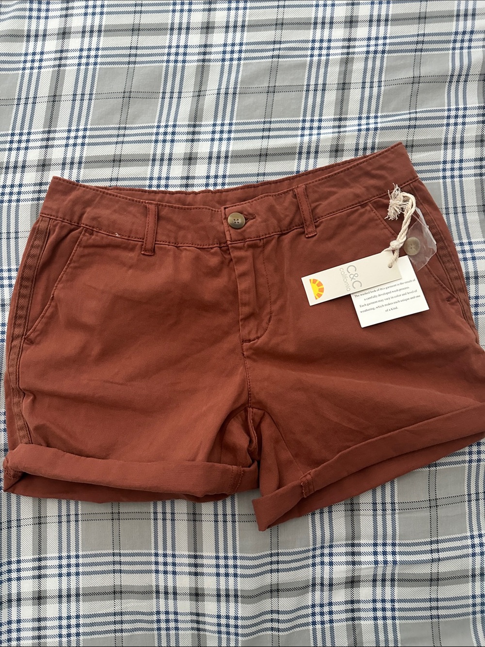 NWT C&C California Women’s Rust Brown Roll-Cuff Cotton Shorts
